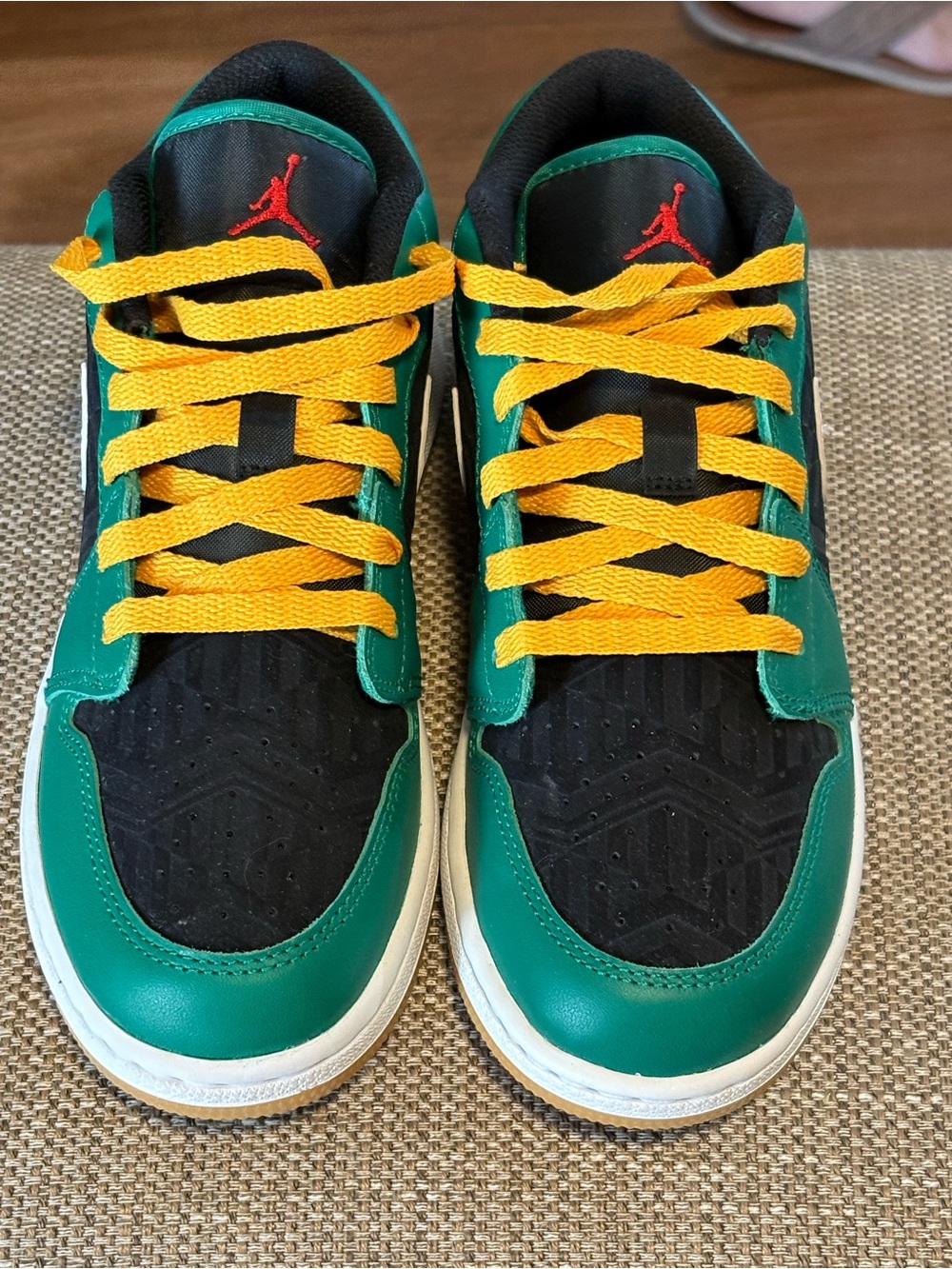 Air Jordan 1 Youth Size 6 Youth Black, Green & Yellow Low-Top Sneakers